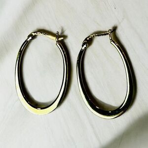 Classic 925‎ Silver-Tone Oval Hoop Earrings | Elegant Everyday Statement Jewelry